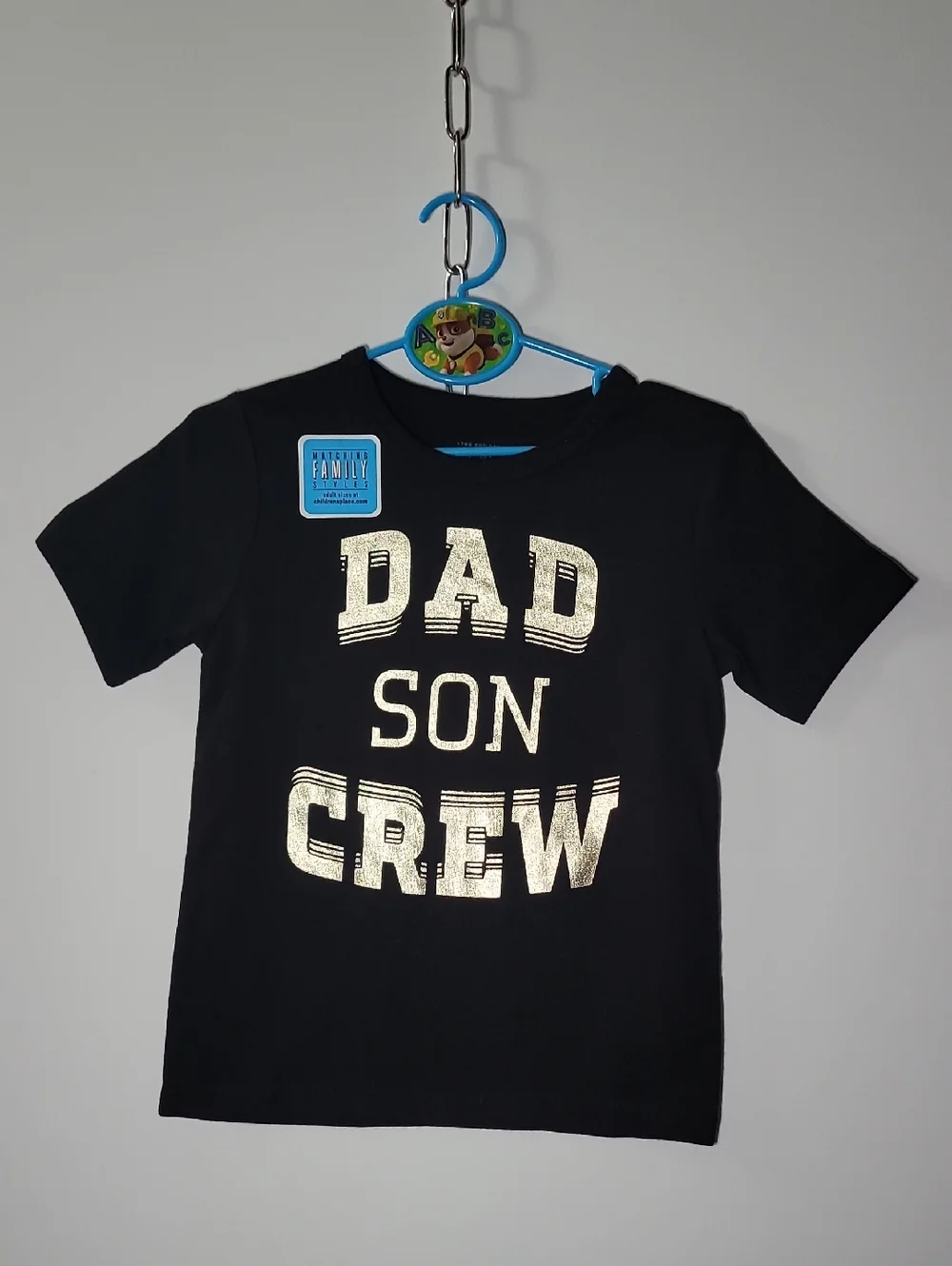The Children's Place Black Tee with Gold 'DAD SON CREW' Graphic